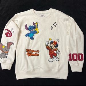 Disney 100 Years Of Wonder Hoodie Sweatshirt Mickey, Stitch, Dumbo Size L
